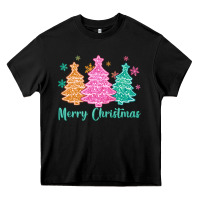 Black merry christmas glitter trees Heavy Core Tee - MaliasSmallBusiness