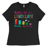 Black Battery Life Of A lunch Lady Ladies Tee - BundleAndBundleShop