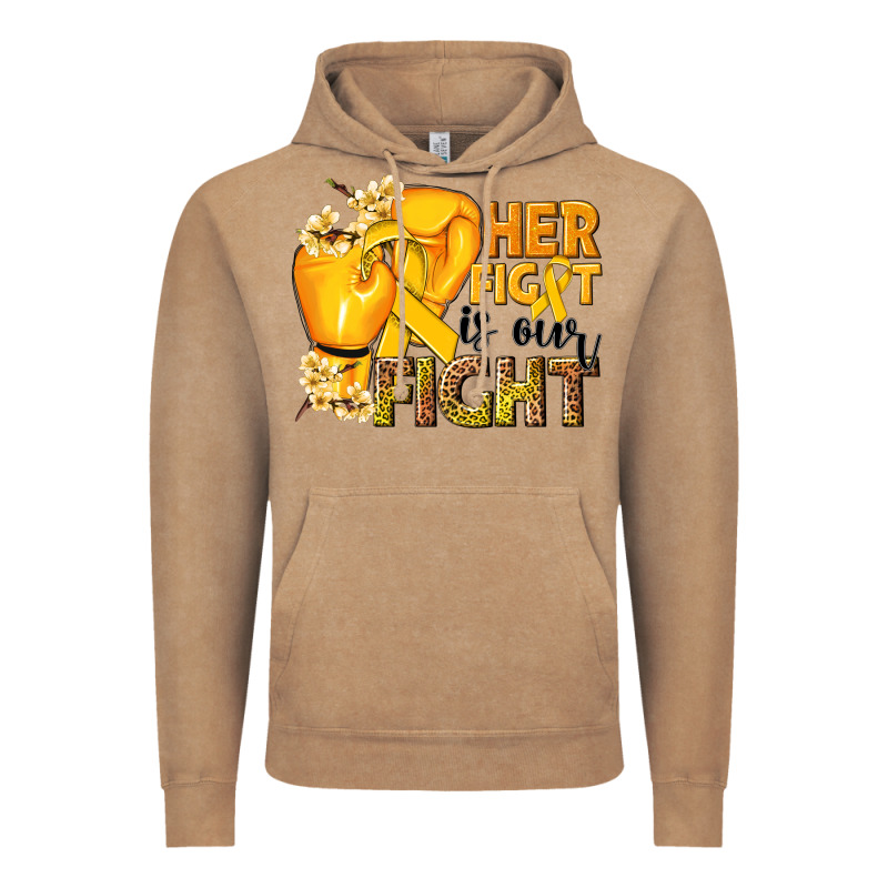 Her Fight Is Our Fight Childhood Cancer Yellow Vintage Hoodie by NancyCooperArtShop | Teevron