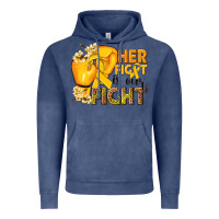 Vintage Denim Her fight is our fight Childhood Cancer yellow Vintage Hoodie - NancyCooperArtShop