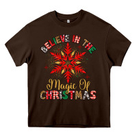 Chocolate Brown believe in the magic of christmas Heavy Core Tee - MaliasSmallBusiness