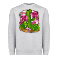 Heather Grey breast cancer cactus Heavyweight Sweatshirt - FaDigitalArtStudio