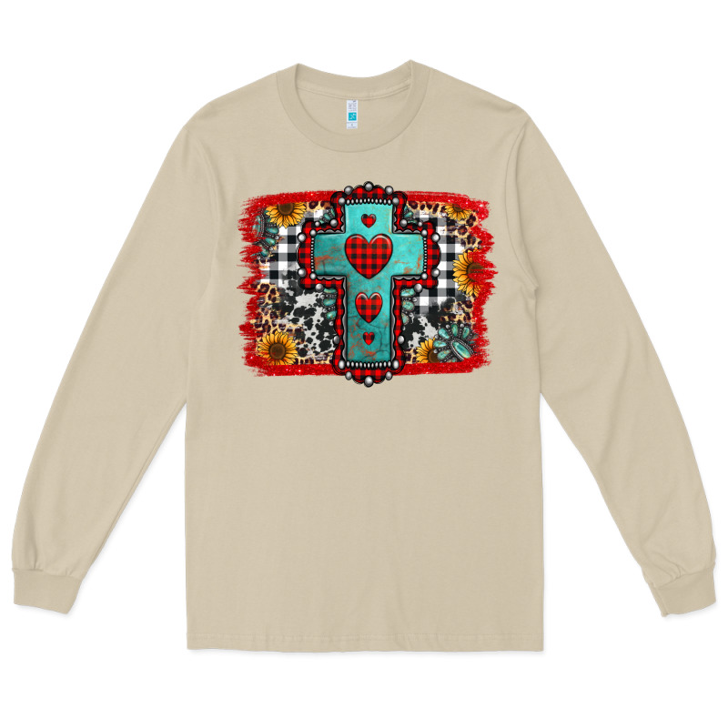 Christmas Cross With Background Long Sleeve Tee by Jasminsmagicworld | Teevron