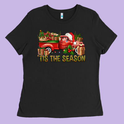 Tis' The Season Christmas Truck Ladies Tee Designed By Bundleandbundleshop