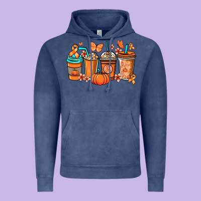 Kidney Cancer Coffee Cups Orange Ribbon Vintage Hoodie Designed By Nancycooperartshop