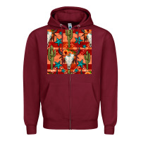Burgundy bull skull cactus seamless pattern Zipper Hoodie - BundleAndBundleShop