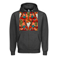 Charcoal Heather bull skull cactus seamless pattern Zipper Hoodie - BundleAndBundleShop