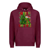 Burgundy merry christmas dragon Premium Hoodie - FaDigitalArtStudio