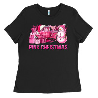 Black Pink Christmas Truck Ladies Tee - BundleAndBundleShop