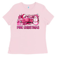 Bubblegum Pink Pink Christmas Truck Ladies Tee - BundleAndBundleShop