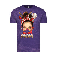 Cloud Purple Baseball Mom Messy Bun Vintage Tee - texasbilliewilder