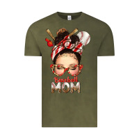 Vintage Olive Baseball Mom Messy Bun Vintage Tee - texasbilliewilder