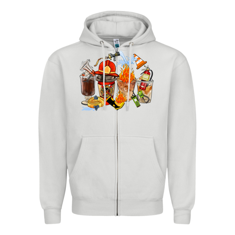 Firefighter Coffee Cups Zipper Hoodie by FaDigitalArtStudio | Teevron