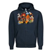 Navy Firefighter Coffee Cups Zipper Hoodie - FaDigitalArtStudio