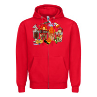 Red Firefighter Coffee Cups Zipper Hoodie - FaDigitalArtStudio