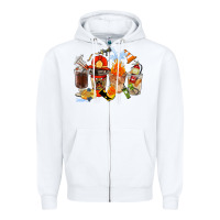 White Firefighter Coffee Cups Zipper Hoodie - FaDigitalArtStudio