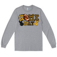 Heather Grey Game day yellow and black team color Long Sleeve Tee - HowdyJamesFarm