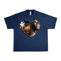 Navy Halloween Heart Urban Heavy Tee - texasbilliewilder