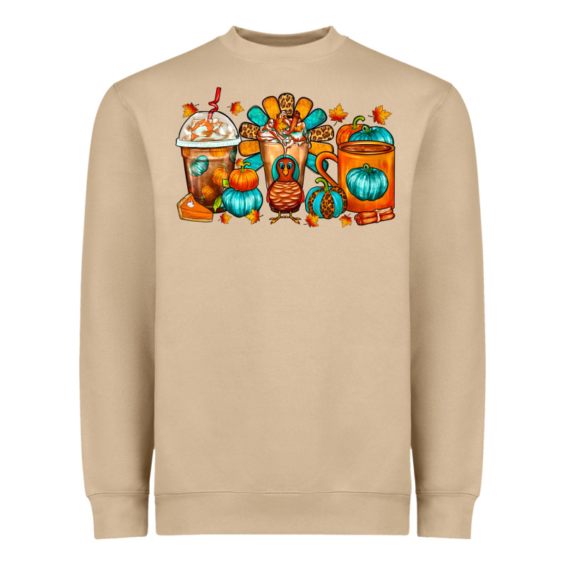 Thanksgiving Coffee Cups Heavyweight Sweatshirt by FaDigitalArtStudio | Teevron