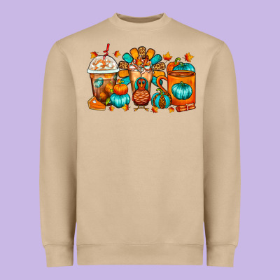 Thanksgiving Coffee Cups Heavyweight Sweatshirt Designed By Fadigitalartstudio