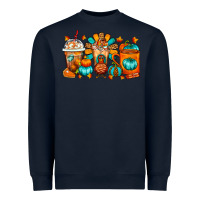 Navy Thanksgiving Coffee Cups Heavyweight Sweatshirt - FaDigitalArtStudio