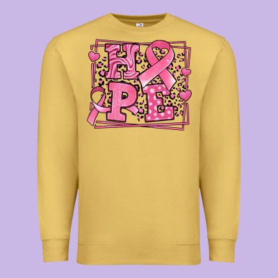 Hope Breast Cancer Awareness Ribbon Premium Sweatshirt Designed By Lillyallendesigns