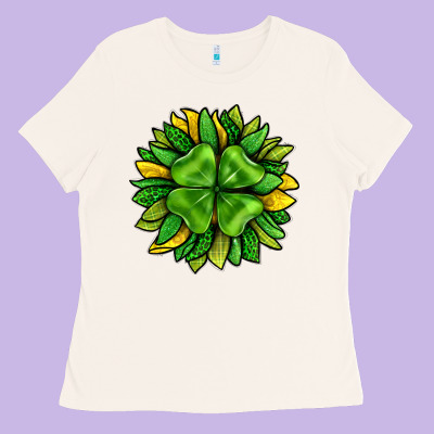 St. Patricks Sunflower With Clover Ladies Tee Designed By Bundleandbundleshop