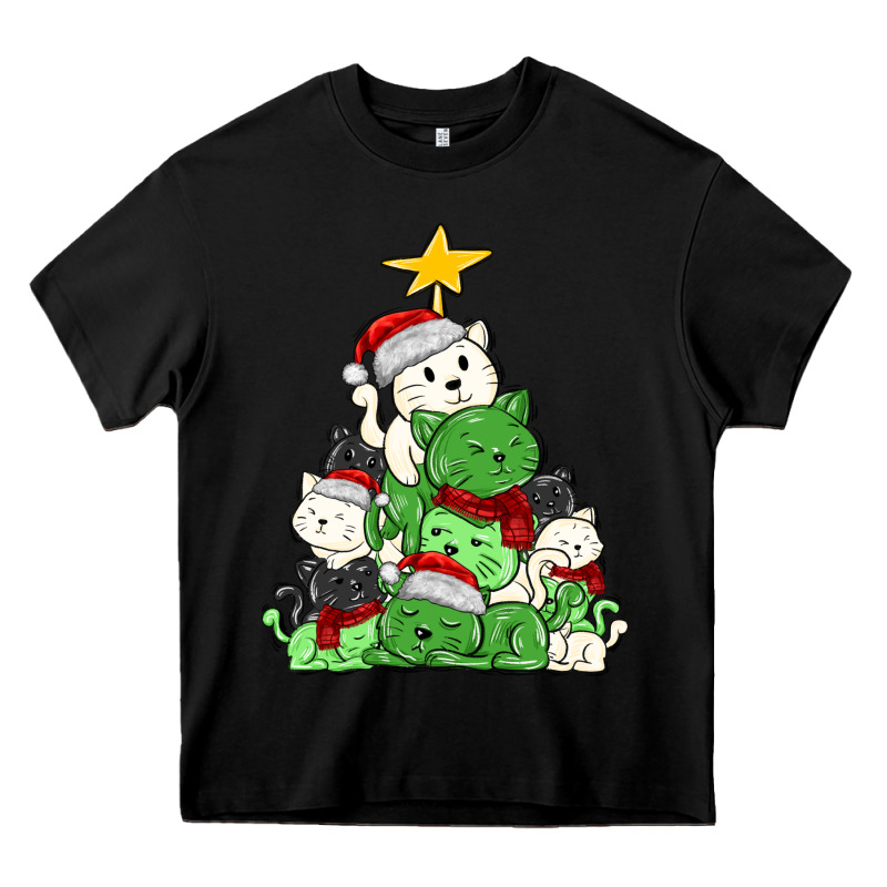 Christmas Cat Tree Heavy Core Tee by MaliasSmallBusiness | Teevron