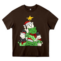 Chocolate Brown Christmas cat tree Heavy Core Tee - MaliasSmallBusiness