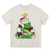 Cream Christmas cat tree Heavy Core Tee - MaliasSmallBusiness