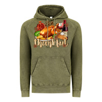 Vintage Olive Thankful with Turkey Vintage Hoodie - texasbilliewilder