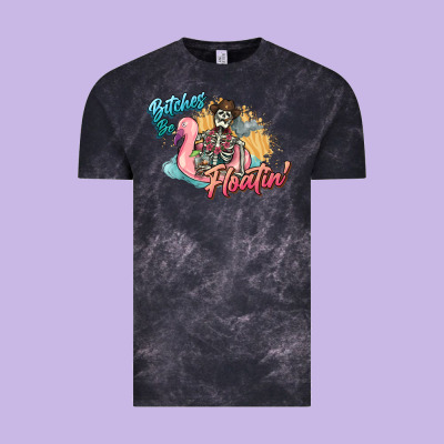 Bitches Be Floatin' Skeleton Summer Vintage Tee Designed By Nancycooperartshop