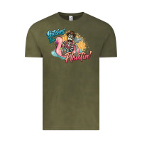 Vintage Olive Bitches be floatin' skeleton summer Vintage Tee - NancyCooperArtShop