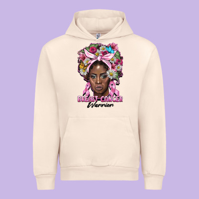 Breast Cancer Warrior Black Woman Urban Hoodie Designed By Barkaloodesign
