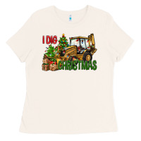 Bone I Dig Christmas Backhoe Loader Ladies Tee - BundleAndBundleShop