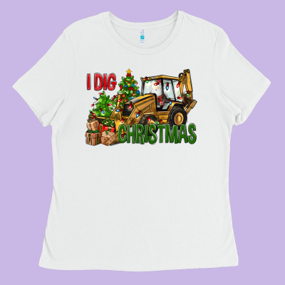 I Dig Christmas Backhoe Loader Ladies Tee Designed By Bundleandbundleshop