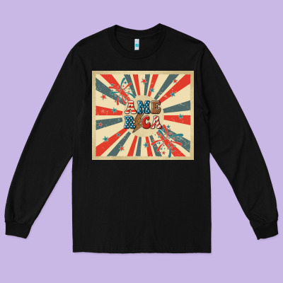 Retro America Long Sleeve Tee Designed By Tumblerdesignbyshophia