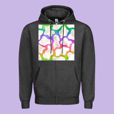 Watercolor Rainbow Cow Seamless Pattern Zipper Hoodie Designed By Bundleandbundleshop