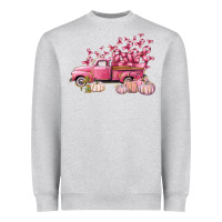 Heather Grey Breast Cancer truck Heavyweight Sweatshirt - FaDigitalArtStudio