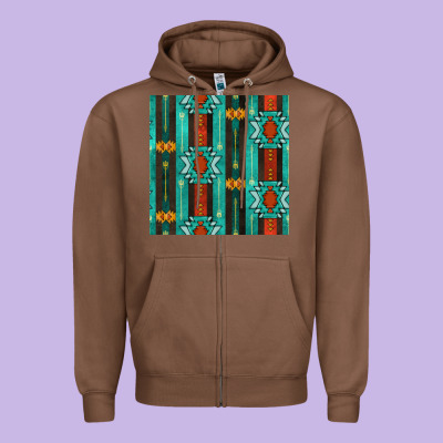 Native American Aztec Seamless Pattern 5 Zipper Hoodie Designed By Bundleandbundleshop