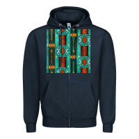 Navy native american aztec seamless pattern 5 Zipper Hoodie - BundleAndBundleShop