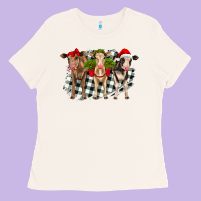 Christmas Heifers Front View Ladies Tee Designed By Ranaportraitstore
