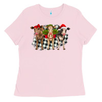 Bubblegum Pink Christmas heifers front view Ladies Tee - RanaPortraitStore