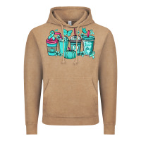 Ovarian Cancer Coffee Cups Teal Ribbon Vintage Hoodie | Teevron