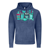 Vintage Denim Ovarian Cancer coffee cups teal ribbon Vintage Hoodie - NancyCooperArtShop