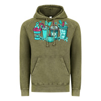 Vintage Olive Ovarian Cancer coffee cups teal ribbon Vintage Hoodie - NancyCooperArtShop