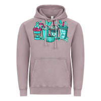 Vintage Zinc Ovarian Cancer coffee cups teal ribbon Vintage Hoodie - NancyCooperArtShop