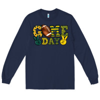 Navy Game day yellow and green team color Long Sleeve Tee - HowdyJamesFarm