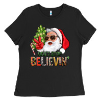 Black Don't Stop Believing Santa Ladies Tee - BundleAndBundleShop