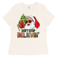Bone Don't Stop Believing Santa Ladies Tee - BundleAndBundleShop